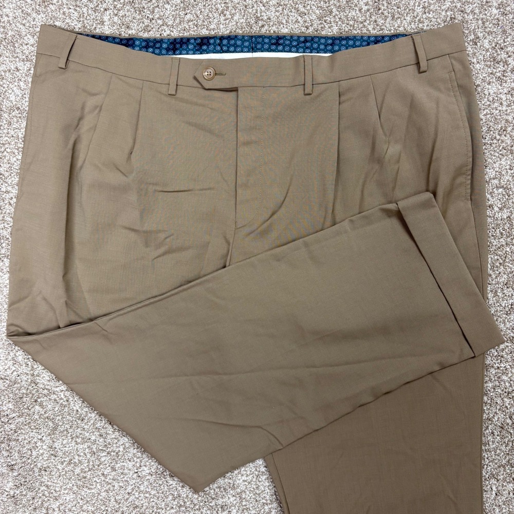 Lauren Ralph Lauren Dress Pants Men 42x30 High Performance Wool Pleated Beige